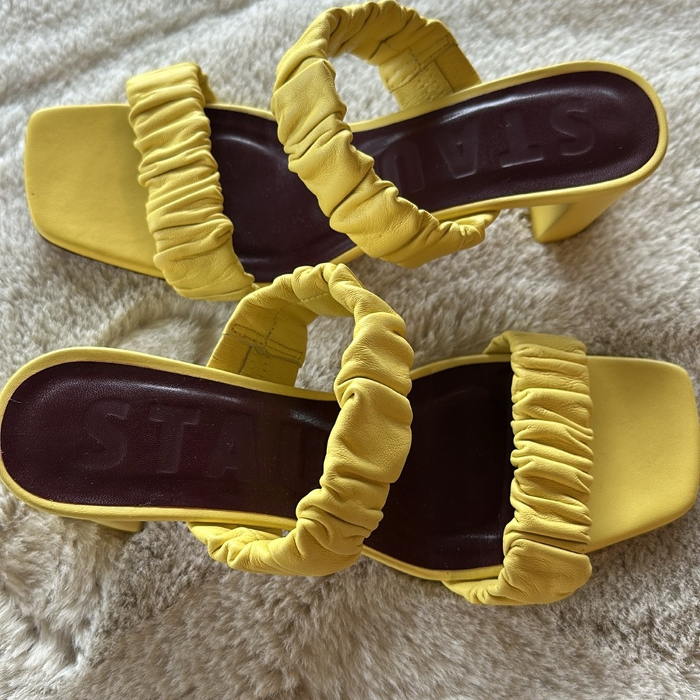 Frankie ruched leather STAUD sandals